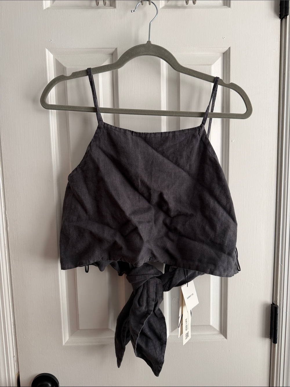 NWT Charcoal Gray Linen Blend Tie-Back Cami Top